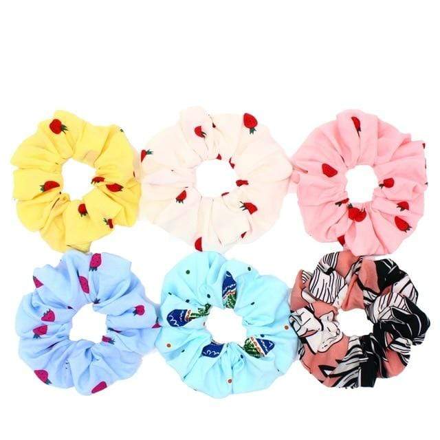 Hair Accessories Ties Scrunchies Christmas Headwear Set Chiffon Women Girls Strips Fashion Solid Leopard Floral Satin 6pcs/pack