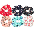 Hair Accessories Ties Scrunchies Christmas Headwear Set Chiffon Women Girls Strips Fashion Solid Leopard Floral Satin 6pcs/pack JadeMoghul Inc. 