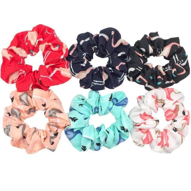 Hair Accessories Ties Scrunchies Christmas Headwear Set Chiffon Women Girls Strips Fashion Solid Leopard Floral Satin 6pcs/pack JadeMoghul Inc. 