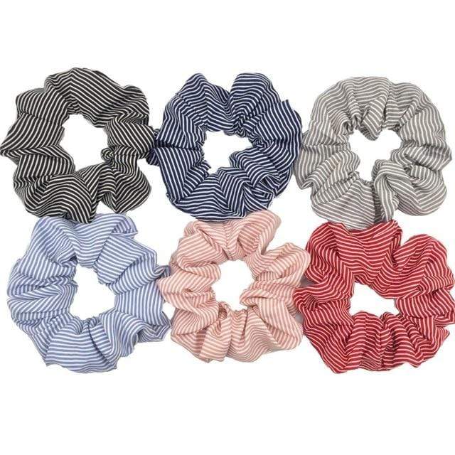 Hair Accessories Ties Scrunchies Christmas Headwear Set Chiffon Women Girls Strips Fashion Solid Leopard Floral Satin 6pcs/pack JadeMoghul Inc. 