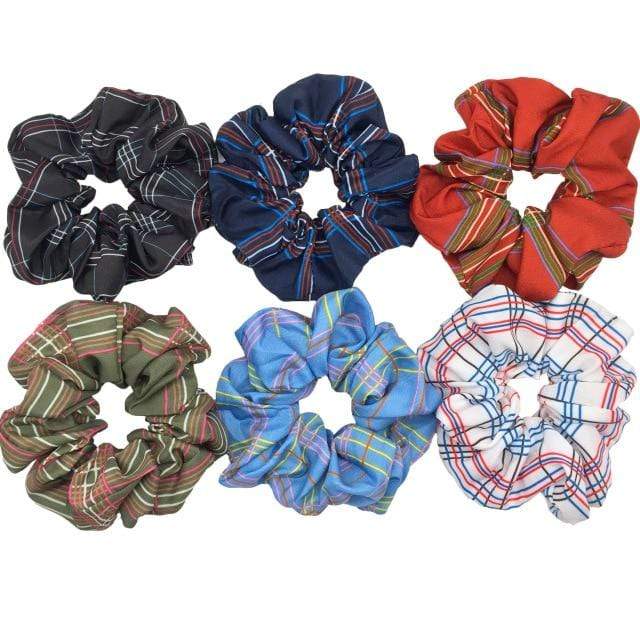 Hair Accessories Ties Scrunchies Christmas Headwear Set Chiffon Women Girls Strips Fashion Solid Leopard Floral Satin 6pcs/pack JadeMoghul Inc. 