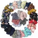 Hair Accessories Ties Scrunchies Christmas Headwear Set Chiffon Women Girls Strips Fashion Solid Leopard Floral Satin 6pcs/pack JadeMoghul Inc. 