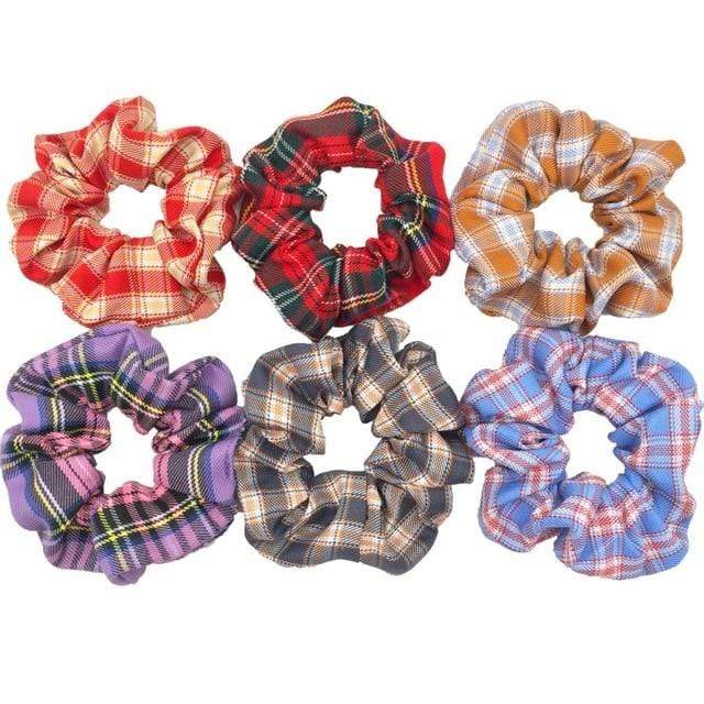 Hair Accessories Ties Scrunchies Christmas Headwear Set Chiffon Women Girls Strips Fashion Solid Leopard Floral Satin 6pcs/pack JadeMoghul Inc. 