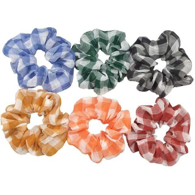Hair Accessories Ties Scrunchies Christmas Headwear Set Chiffon Women Girls Strips Fashion Solid Leopard Floral Satin 6pcs/pack JadeMoghul Inc. 