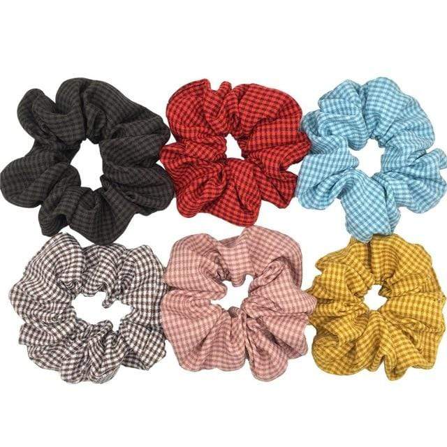 Hair Accessories Ties Scrunchies Christmas Headwear Set Chiffon Women Girls Strips Fashion Solid Leopard Floral Satin 6pcs/pack JadeMoghul Inc. 
