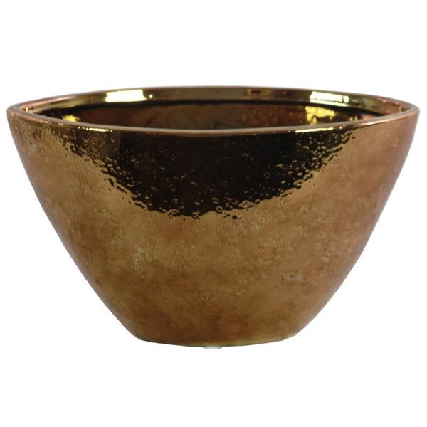 Hammered Pattern Stoneware Vase With Tapered Bottom, Copper-Vases-Copper-Stoneware-Chrome Finish-JadeMoghul Inc.