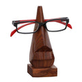 Hand Carved Wooden Nose Shaped Spectacle Holder, Brown-Decorative Objects and Figurines-Brown-Wood-JadeMoghul Inc.