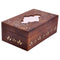 Handcrafted Wooden Tissue Box Cover With Brass Inlay, Brown-Tissue Box-Brown-Wood/ Brass-JadeMoghul Inc.