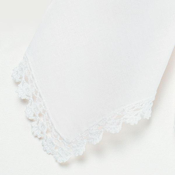 Handkerchiefs Plain with Crocheted Border Handkerchief (Pack of 1) Weddingstar