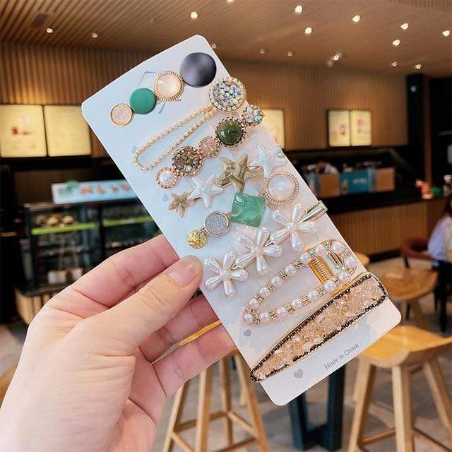 Handmade Pearls Hair Clips Pin For Women Fashion Geometric Flower Barrettes Headwear Girls Sweet Top Clip Crystal Accessorie AExp