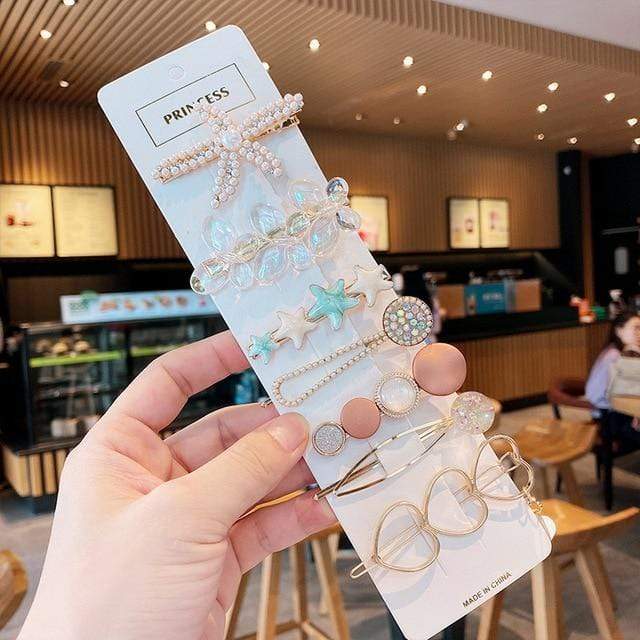 Handmade Pearls Hair Clips Pin For Women Fashion Geometric Flower Barrettes Headwear Girls Sweet Top Clip Crystal Accessorie AExp