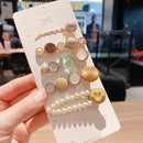 Handmade Pearls Hair Clips Pin For Women Fashion Geometric Flower Barrettes Headwear Girls Sweet Top Clip Crystal Accessorie AExp