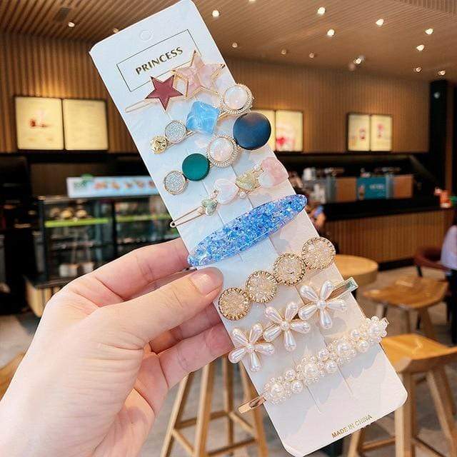 Handmade Pearls Hair Clips Pin For Women Fashion Geometric Flower Barrettes Headwear Girls Sweet Top Clip Crystal Accessorie AExp