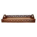 Handmade Wooden Serving Tray With Handles , Brown-Decorative Trays-Brown-Wood-JadeMoghul Inc.