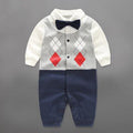 Handsome Baby Rompers Infant Newborn 0-18M Bow Romper Costume Cotton Tie Jumpsuit Clothes Gentleman Body Suit Baby Boys Clothing-long sleeve 3-3M-JadeMoghul Inc.