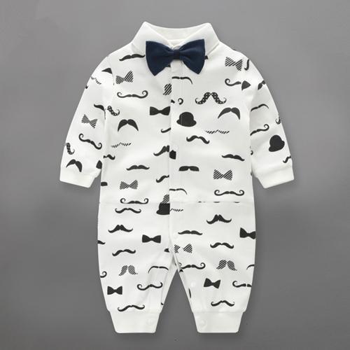 Handsome Baby Rompers Infant Newborn 0-18M Bow Romper Costume Cotton Tie Jumpsuit Clothes Gentleman Body Suit Baby Boys Clothing-long sleeve 4-3M-JadeMoghul Inc.