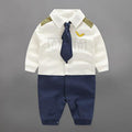 Handsome Baby Rompers Infant Newborn 0-18M Bow Romper Costume Cotton Tie Jumpsuit Clothes Gentleman Body Suit Baby Boys Clothing-long sleeve 6-3M-JadeMoghul Inc.