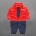 Handsome Baby Rompers Infant Newborn 0-18M Bow Romper Costume Cotton Tie Jumpsuit Clothes Gentleman Body Suit Baby Boys Clothing-long sleeve 7-3M-JadeMoghul Inc.