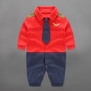 Handsome Baby Rompers Infant Newborn 0-18M Bow Romper Costume Cotton Tie Jumpsuit Clothes Gentleman Body Suit Baby Boys Clothing-long sleeve 7-3M-JadeMoghul Inc.