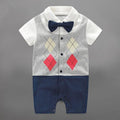 Handsome Baby Rompers Infant Newborn 0-18M Bow Romper Costume Cotton Tie Jumpsuit Clothes Gentleman Body Suit Baby Boys Clothing-short sleeve 1-3M-JadeMoghul Inc.