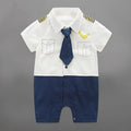 Handsome Baby Rompers Infant Newborn 0-18M Bow Romper Costume Cotton Tie Jumpsuit Clothes Gentleman Body Suit Baby Boys Clothing-short sleeve 4-3M-JadeMoghul Inc.