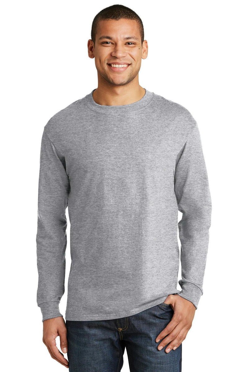 Hanes Beefy-T - 100% Cotton Long Sleeve T-Shirt. 5186-T-shirts-Light Steel**-3XL-JadeMoghul Inc.