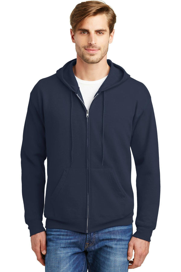 Hanes - Ecomart Full-Zip Hooded Sweatshirt. P180-Sweatshirts/Fleece-Navy-3XL-JadeMoghul Inc.