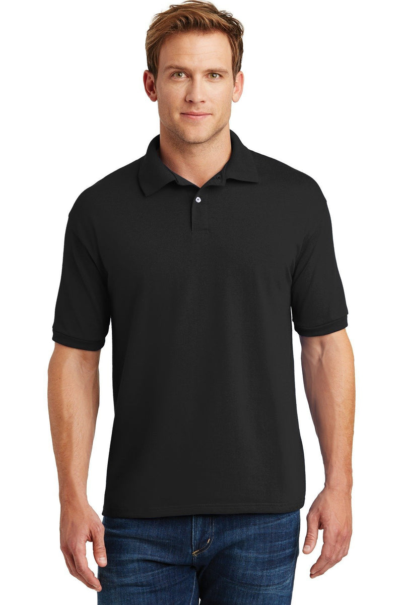Hanes EcoSmart - 5.2-Ounce Jersey Knit Sport Shirt. 054X-Polos/Knits-Black-S-JadeMoghul Inc.