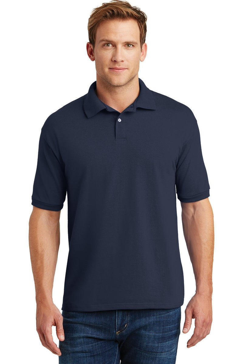 Hanes EcoSmart - 5.2-Ounce Jersey Knit Sport Shirt. 054X-Polos/Knits-Navy-S-JadeMoghul Inc.