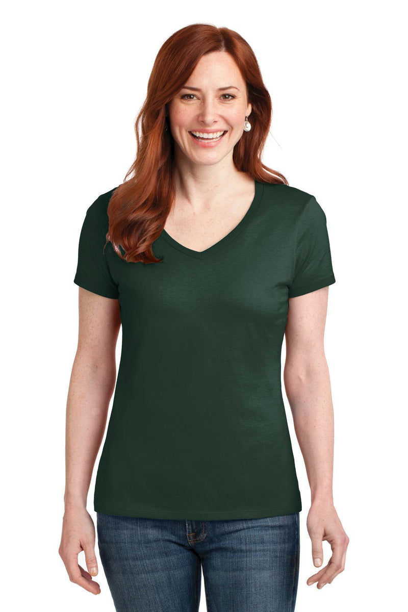 Hanes Ladies Nano-T Cotton V-Neck T-Shirt. S04V-T-shirts-Deep Forest-2XL-JadeMoghul Inc.