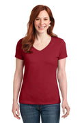 Hanes Ladies Nano-T Cotton V-Neck T-Shirt. S04V-T-shirts-Deep Red-2XL-JadeMoghul Inc.