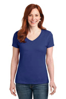 Hanes Ladies Nano-T Cotton V-Neck T-Shirt. S04V-T-shirts-Deep Royal-2XL-JadeMoghul Inc.