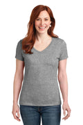 Hanes Ladies Nano-T Cotton V-Neck T-Shirt. S04V-T-shirts-Light Steel-2XL-JadeMoghul Inc.