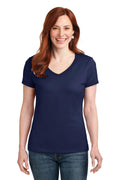 Hanes Ladies Nano-T Cotton V-Neck T-Shirt. S04V-T-shirts-Navy-2XL-JadeMoghul Inc.