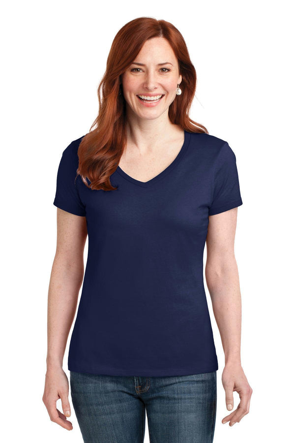 Hanes Ladies Nano-T Cotton V-Neck T-Shirt. S04V-T-shirts-Navy-3XL-JadeMoghul Inc.