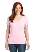 Hanes Ladies Nano-T Cotton V-Neck T-Shirt. S04V-T-shirts-Pale Pink-2XL-JadeMoghul Inc.