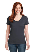 Hanes Ladies Nano-T Cotton V-Neck T-Shirt. S04V-T-shirts-Vintage Black-2XL-JadeMoghul Inc.
