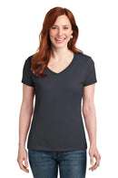 Hanes Ladies Nano-T Cotton V-Neck T-Shirt. S04V-T-shirts-Vintage Black-2XL-JadeMoghul Inc.