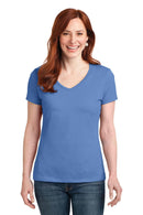 Hanes Ladies Nano-T Cotton V-Neck T-Shirt. S04V-T-shirts-Vintage Blue-2XL-JadeMoghul Inc.