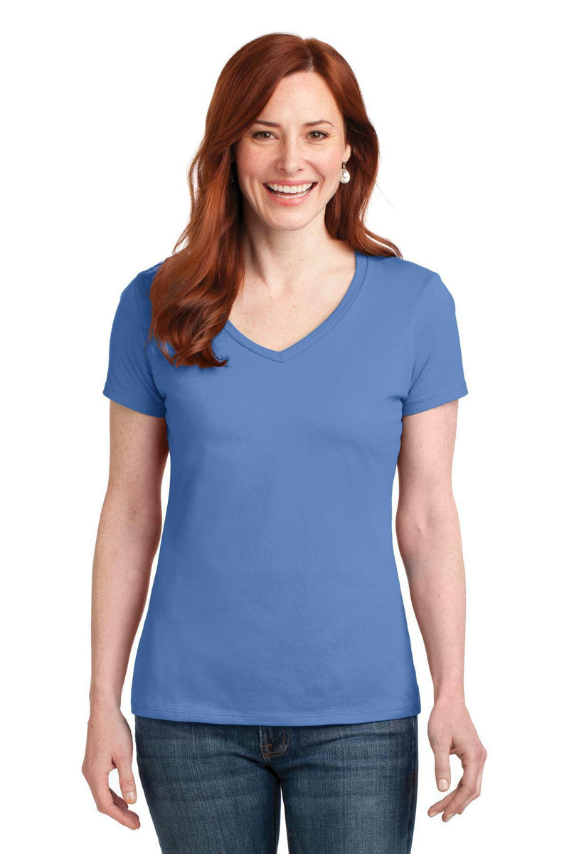 Hanes Ladies Nano-T Cotton V-Neck T-Shirt. S04V-T-shirts-Vintage Blue-2XL-JadeMoghul Inc.