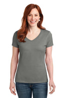 Hanes Ladies Nano-T Cotton V-Neck T-Shirt. S04V-T-shirts-Vintage Grey-2XL-JadeMoghul Inc.