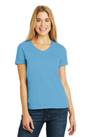 Hanes Ladies Tagless 100% Cotton V-Neck T-Shirt. 5780-T-shirts-Aquatic Blue-2XL-JadeMoghul Inc.