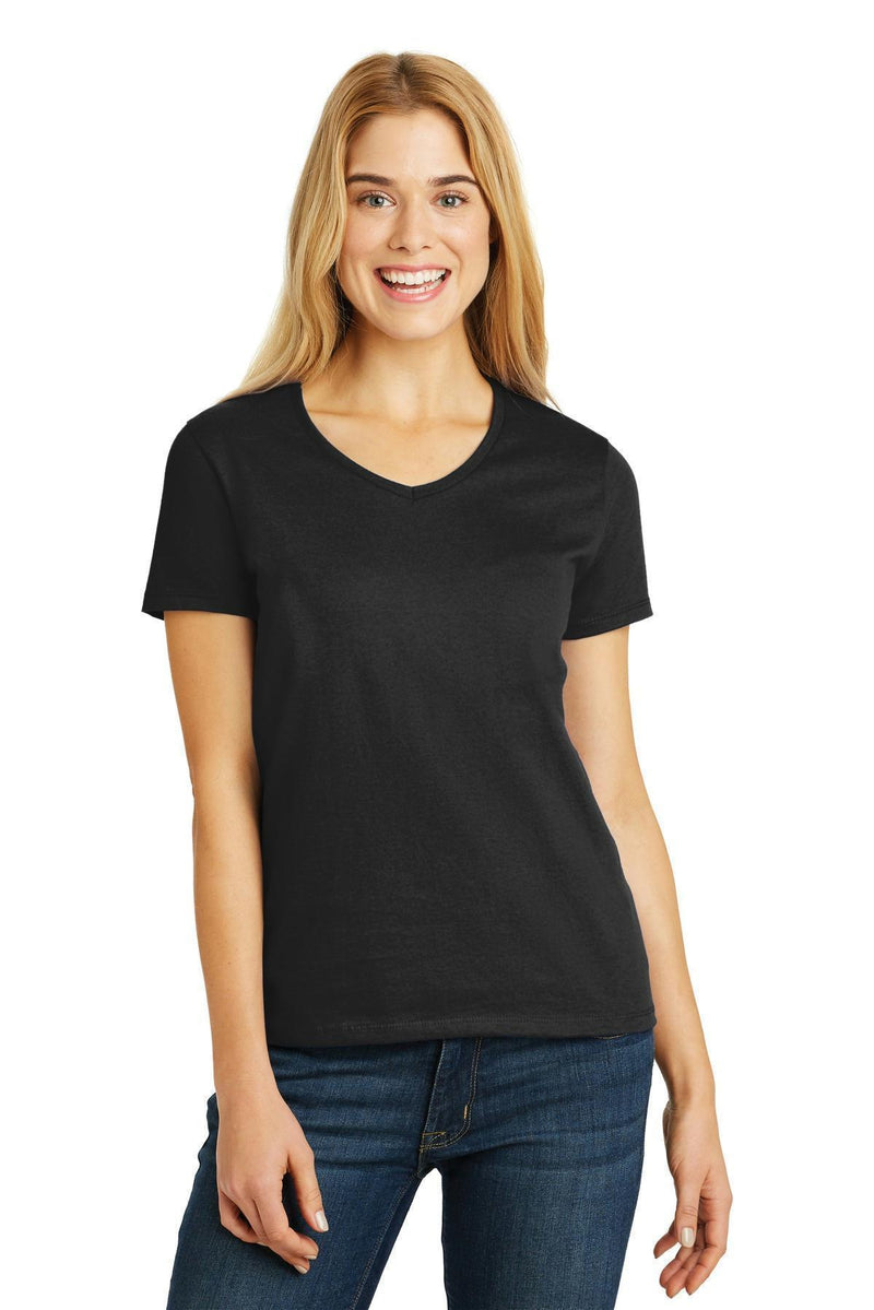 Hanes Ladies Tagless 100% Cotton V-Neck T-Shirt. 5780-T-shirts-Black-2XL-JadeMoghul Inc.