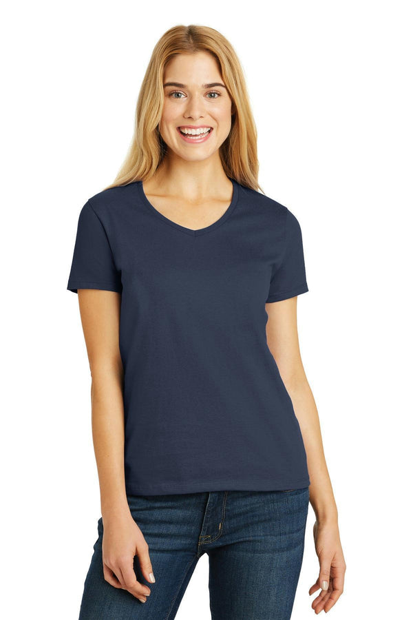 Hanes Ladies Tagless 100% Cotton V-Neck T-Shirt. 5780-T-shirts-Navy-3XL-JadeMoghul Inc.