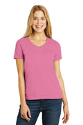 Hanes Ladies Tagless 100% Cotton V-Neck T-Shirt. 5780-T-shirts-Pink-2XL-JadeMoghul Inc.
