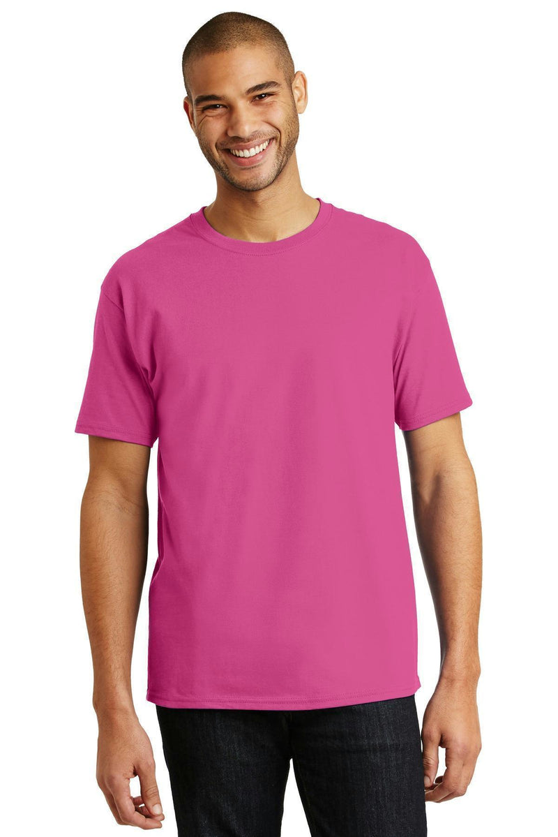 Hanes - Tagless 100% Cotton T-Shirt. 5250-T-shirts-Wow Pink-L-JadeMoghul Inc.