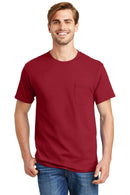Hanes - Tagless 100% Cotton T-Shirt with Pocket 5590-T-shirts-Deep Red-3XL-JadeMoghul Inc.
