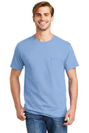 Hanes - Tagless 100% Cotton T-Shirt with Pocket 5590-T-shirts-Light Blue-3XL-JadeMoghul Inc.