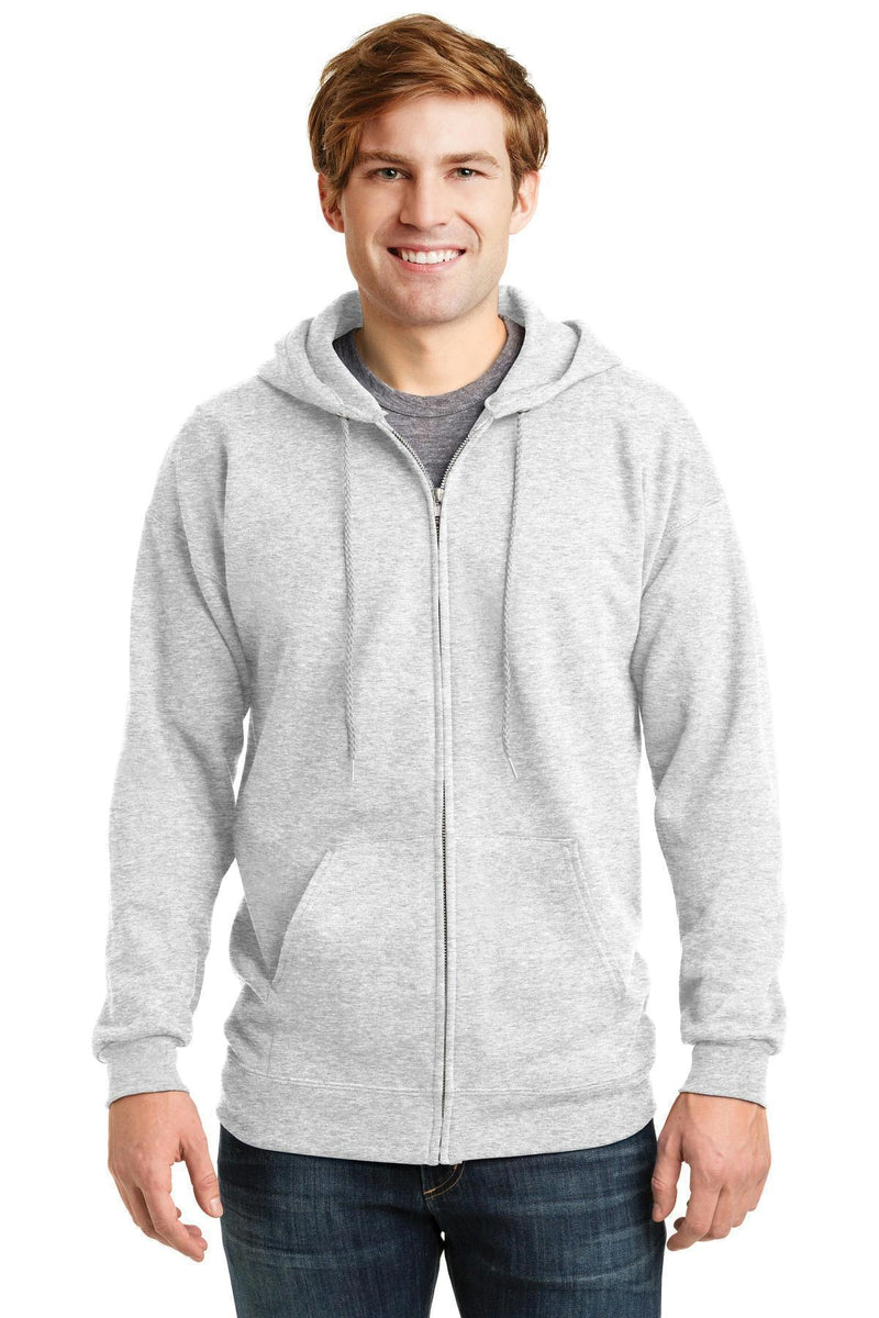 Hanes Ultimate Cotton - Full-Zip Hooded Sweatshirt. F283-Sweatshirts/Fleece-Ash-2XL-JadeMoghul Inc.