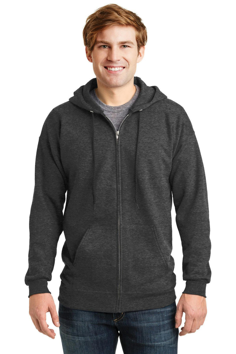 Hanes Ultimate Cotton - Full-Zip Hooded Sweatshirt. F283-Sweatshirts/Fleece-Charcoal Heather-3XL-JadeMoghul Inc.